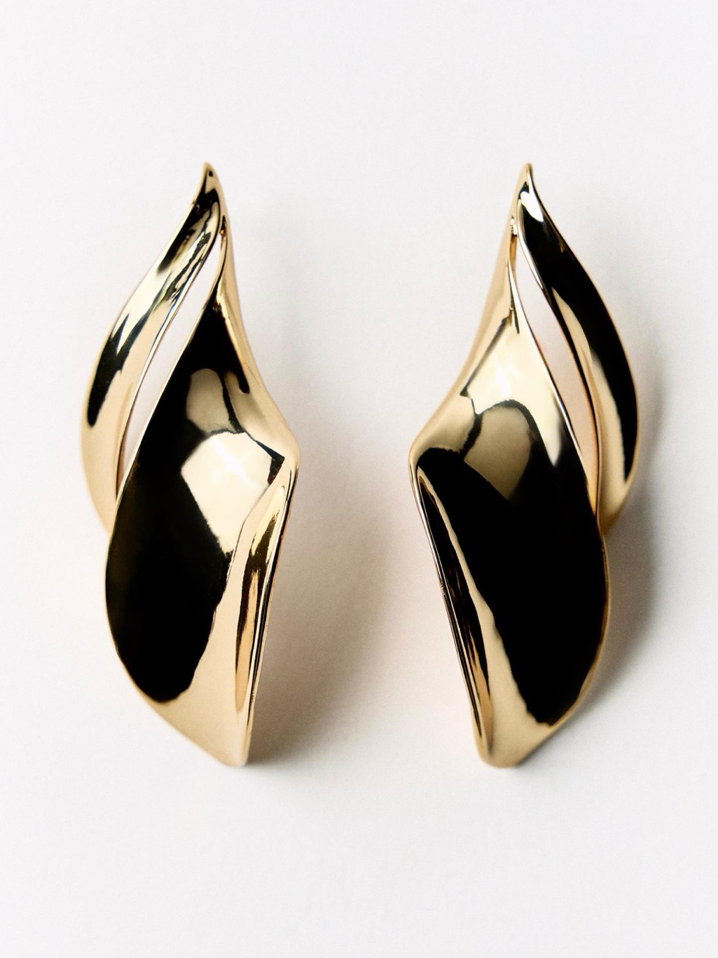 Zara Shiny Gold Sculptural Drop Earrings